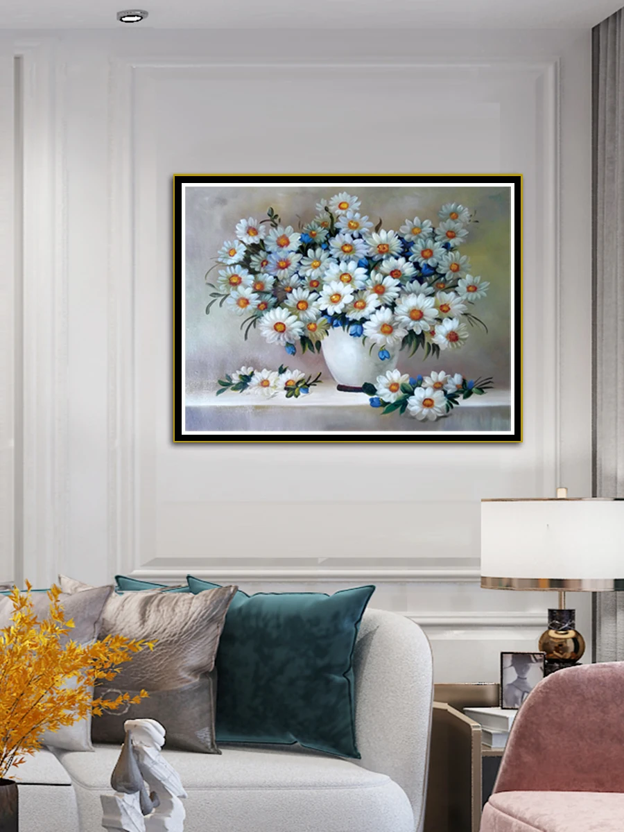Little Daisy Flowers Cross Stitch DIY Embroidery 11CT 9CT Printed Cloth Needlework Pack Living Room Bedroom Decorative Painting