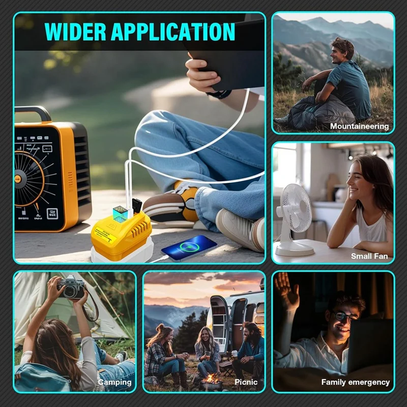 Dewalt 20V 배터리, 교체용 DCB094, QC3.0 Type-C 및 USB 포트 양방향용 AD33 HOT 100W USB 벽 충전 키트 어댑터