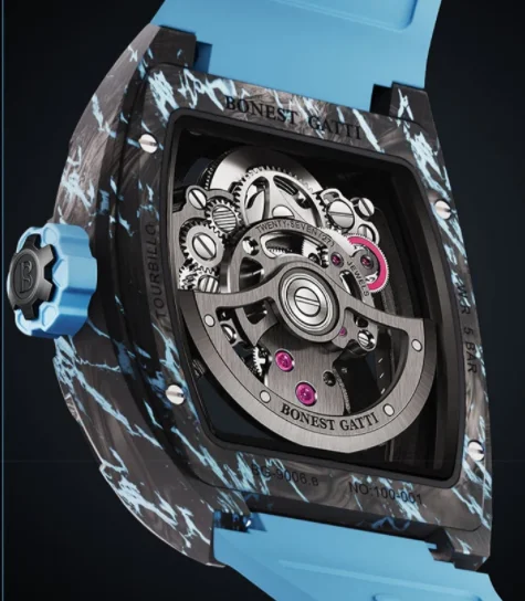 BONEST GATTI メンズ トゥールビヨン ウォッチ トノー 自動巻き 機械式