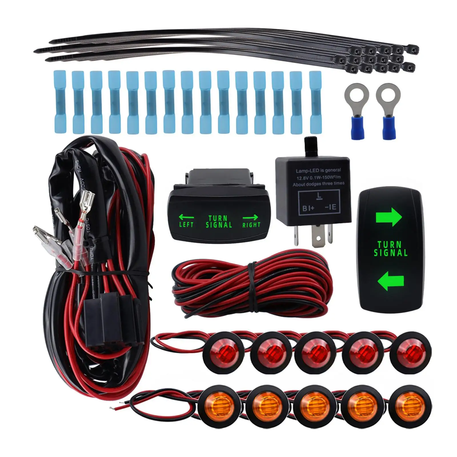 

ATV UTV Turn Signal Kit Turn Signal Light Flasher Relay Wire Harness 12V for ATV