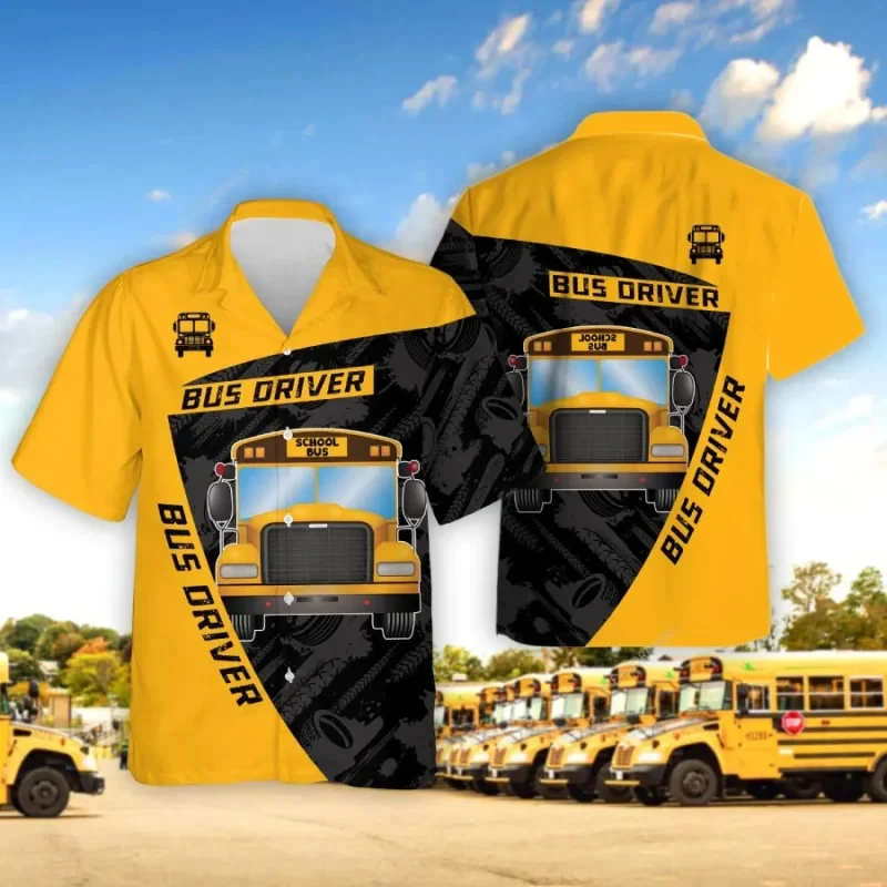 thumbnail image 1 of Camisas de autobús escolar 2024 para hombre, camisa de moda con solapa para hombre, uniforme de calle de manga corta, camisas hawaianas de verano para hombre, venta al por mayor, 1 of 5