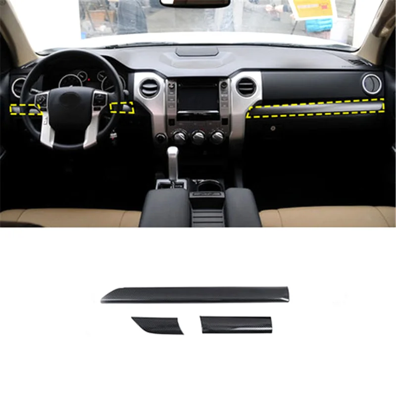 

For 2014-2020 Toyota Tundra 3pcs/Lot ABS Carbon Fiber Grain Central Control Decoration Cover Car Accessories