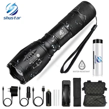 Shustar Led flashlight Ultra Bright torch L2/V6 Camping light 5 switch Mode waterproof Zoomable Bicycle Light  use 18650 battery