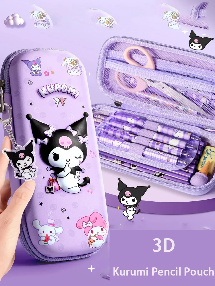 Sanrio Series Kuromi Pencil Bag Girls Pencil Case Cartoon Cute Girls Stationery Bags pencil case