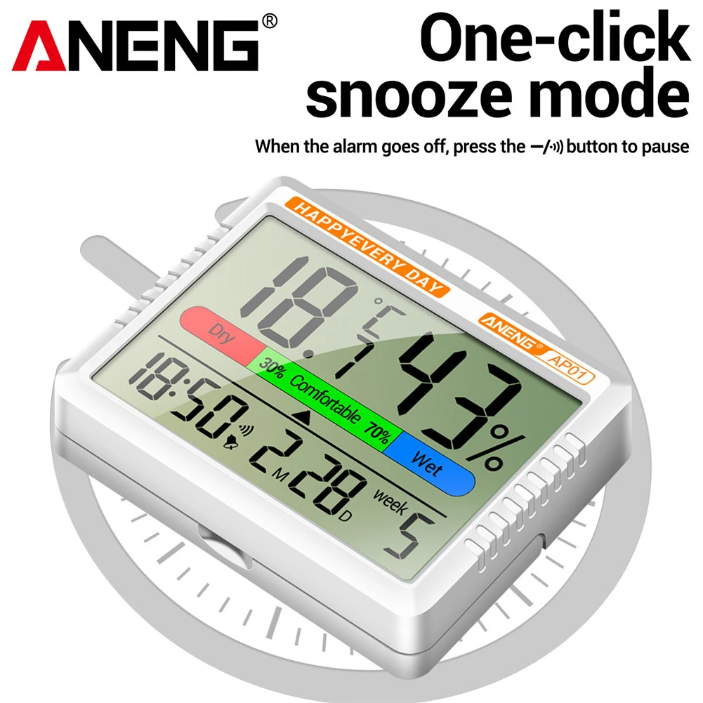 Digital Temperature Humidity Meter LCD Screen Thermometer Hygrometer Clock Precision Air Thermometer Hygrometer Rechargeable temperature humidity meter air thermohygrometer