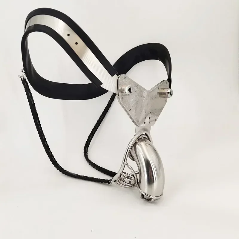 Male Stainless Steel silicone Chastity Belt Pants Y Types Penis Cock Cage with Double Wires Back Device BDSM Sissy Sextoys Men