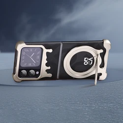 Oatsbasf Metal Bezel - less Skeleton Protective Phone Case with Magnetic Kickstand for Metal (Titanium)