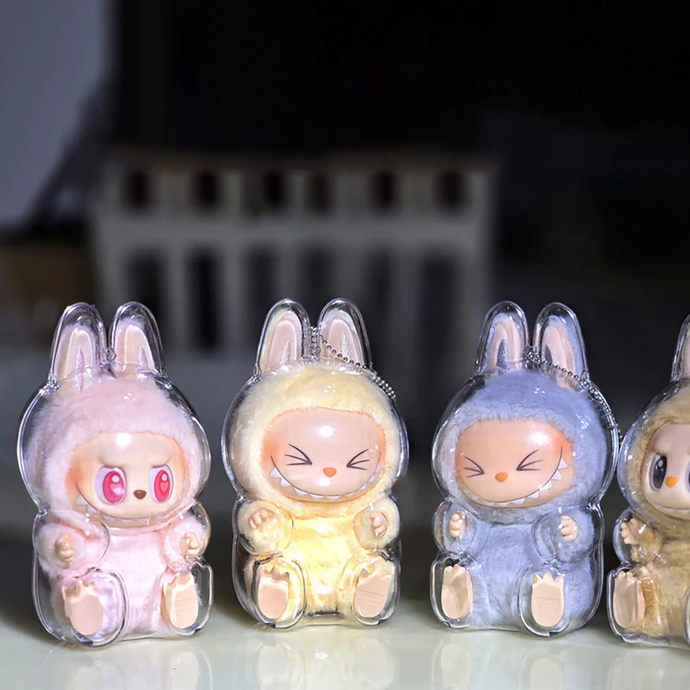 Doll Storage Box For Labubu Transparent Protective Cover Monster Toy Elf Doll Cover Storage Box Cute Elf Plushie Display Party Dolls