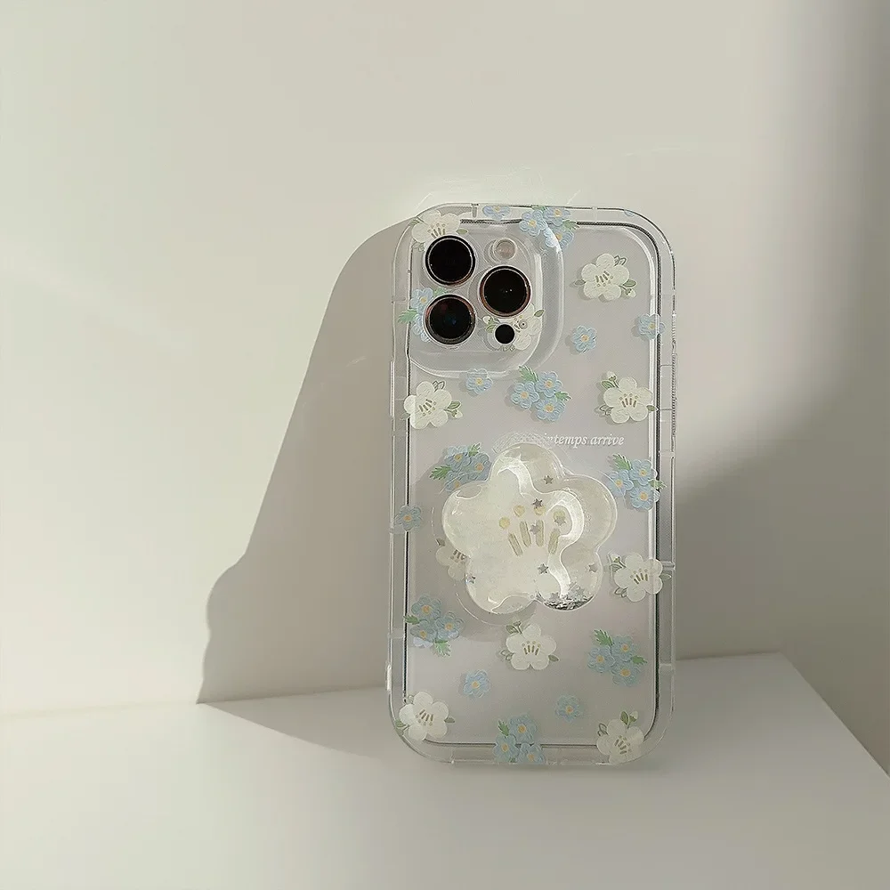 Chic Artistic Flower Design Case with Holder - Air Cushion Cover