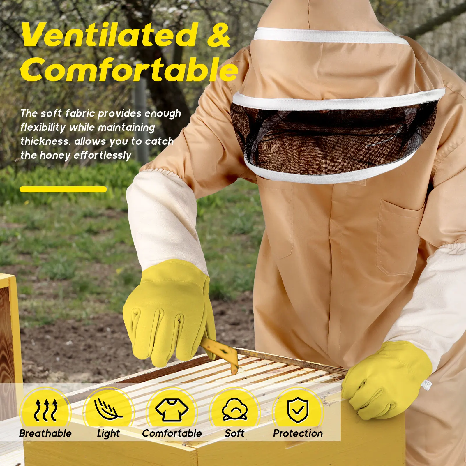 Full Body Beekeeping Clothing Beekeepers Bee Protection Ventilated Suit Safty Veil Hat Professional All Body Equipment Coat