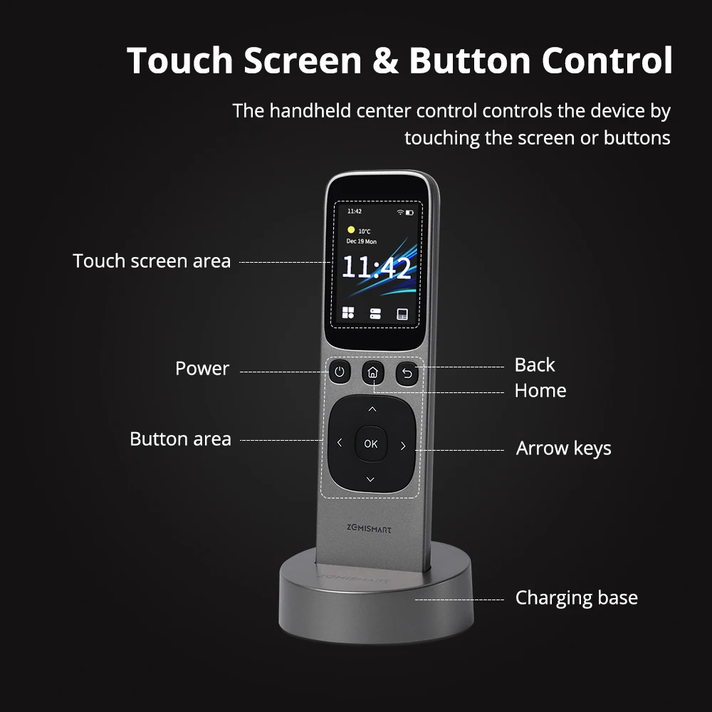 Smart WiFi Zigbee BLE Central Remote Control with HD Touch Screen Wireless Charging Base Infrared Control Work with Tuya APP