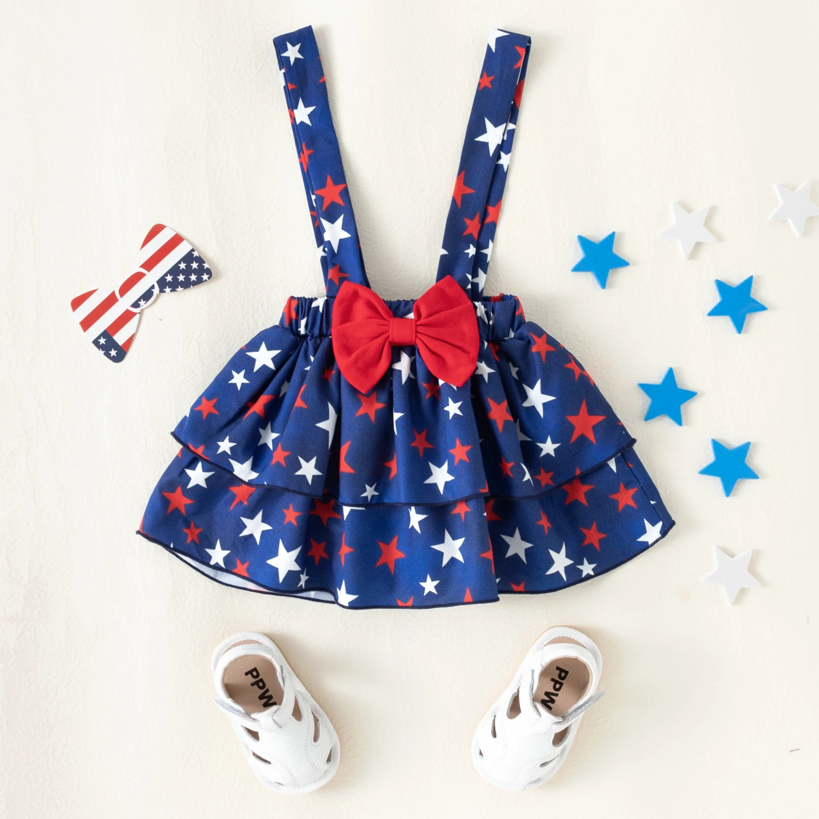 Prowow 0-18M My First 4th Of July Dress Girls Red T-shirts Stars Skirts Suit Independence Day Outfits Baby Dress Set baby floral clothing set