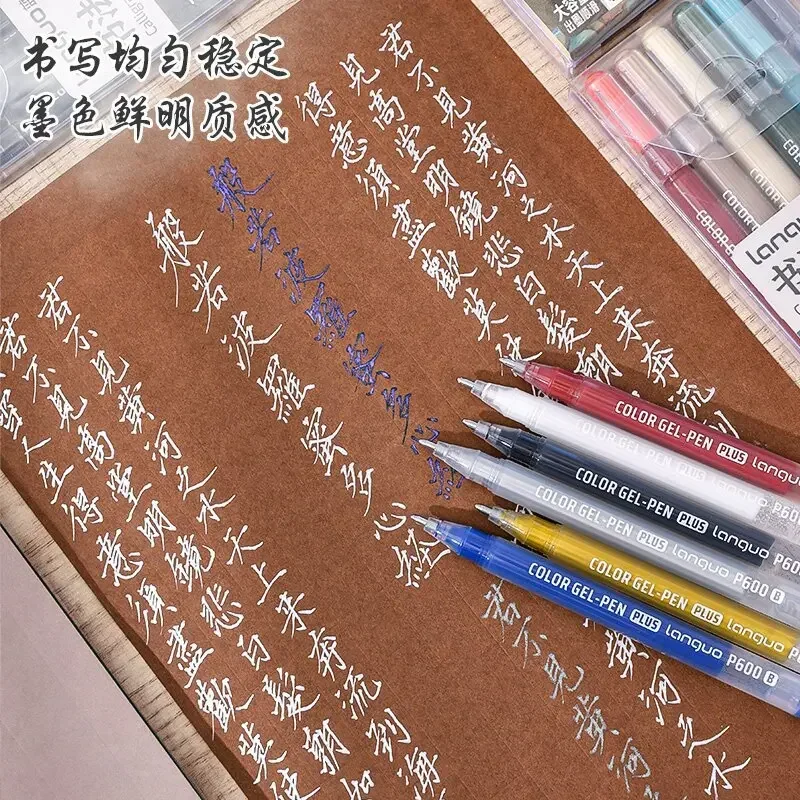 162/4 Colors Glitter Effects Gel Pen1.0mm/0.5mm Large Capacity Student Writing Pen Painting Drawing School Supplies Stationery 6