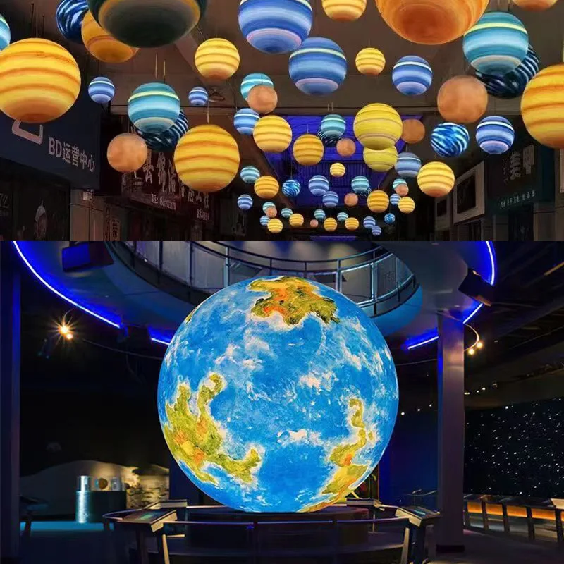 

30 35 cm Space Travel Planet Hang Lamp Earth Sun Moon Venus Ceiling Chandelier Luminaire Light House Living Bed Room Star Decor