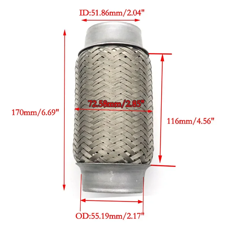 Tubo flessibile di scarico 57x300mm, acciaio inossidabile