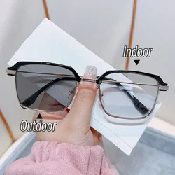 Photochromic High - Definition Men's Anti - Blue Light Metal Fashion Eyewear - Anti blue light 0 (Black gold(gray))