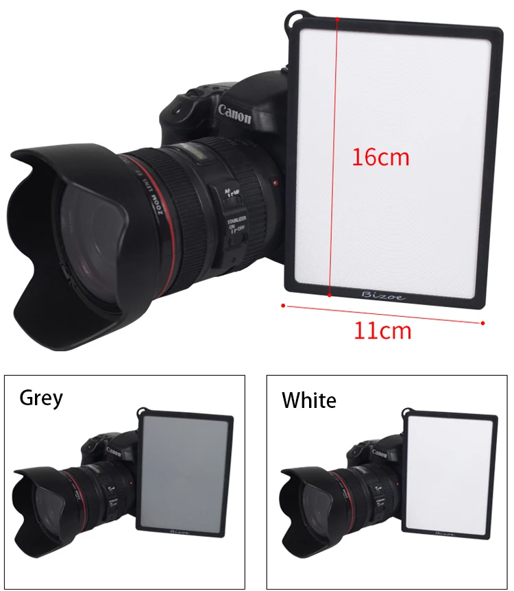 BIZOE Grey Card White Balance Card 2in1 18 degree photography grey card grey calibration test exposure portable