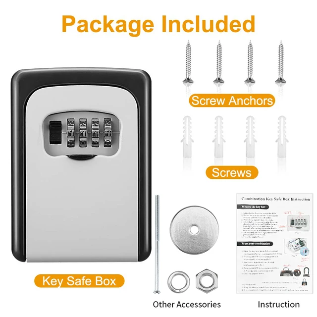 Elecpow Metal Material Password Lock Storage Box Outdoor Waterproof Wall Mount 4 Digit Password Key Box Anti Theft Lock Safe Box 2