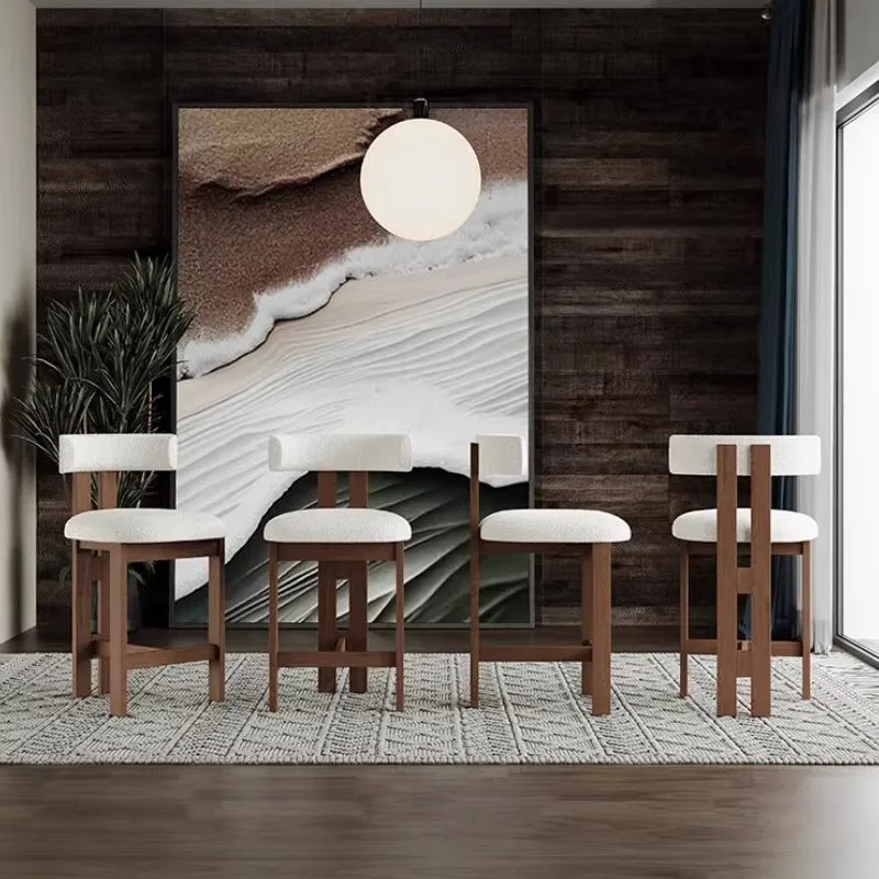 Nordic Solid Wood High Chairs Reception Soft Unique Lounge Bar Chairs Ergonomic Minimalist Restaurante Muebles Trendy Furniture