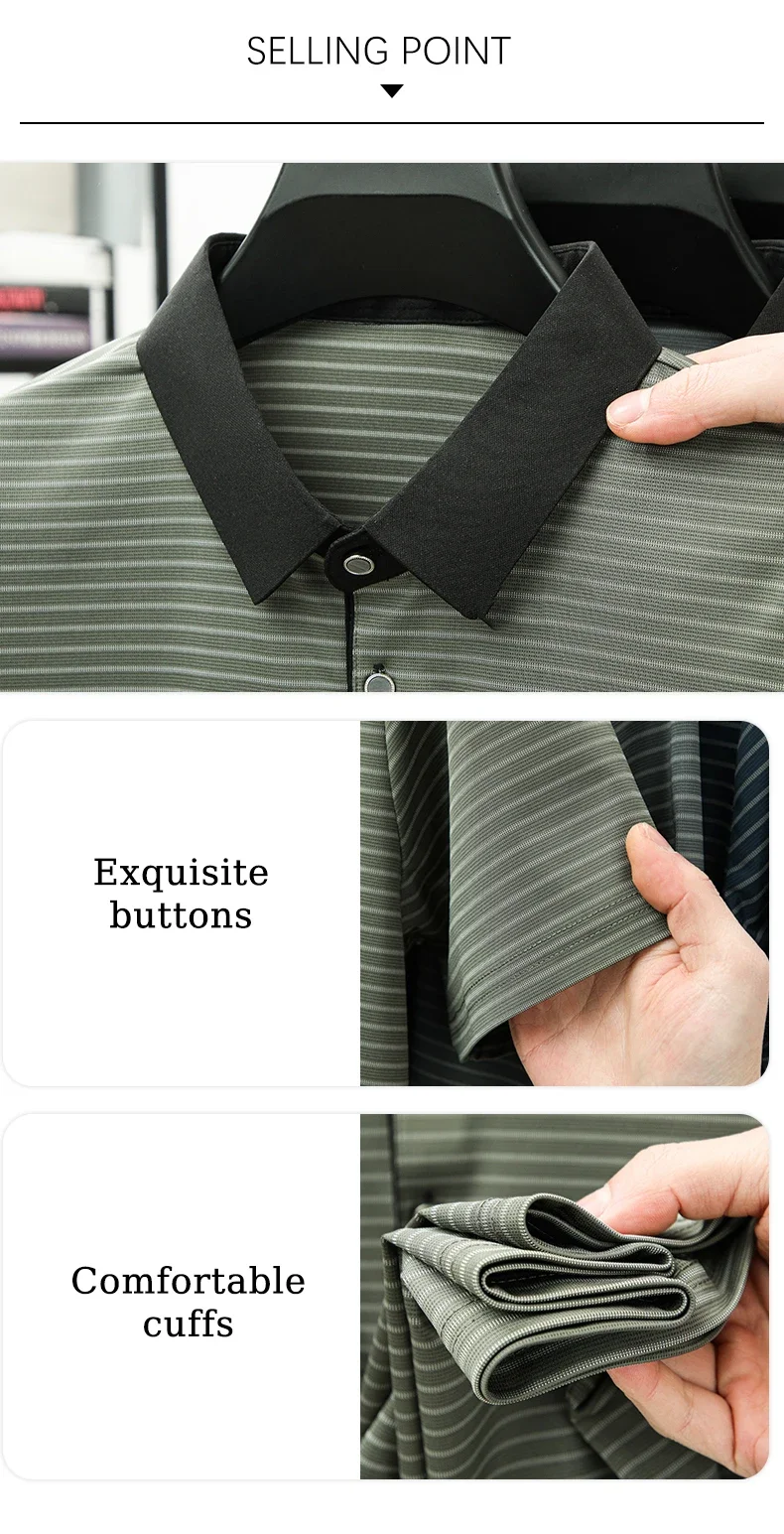 BROWON Brand 2025 Summer Man's Branded Polo Shirt Thin Striped Design Short Sleeve Retro Style Office Work Polo Shirt for Man 13 S50df78a482474c0a9fcd9a28fd51df0f4