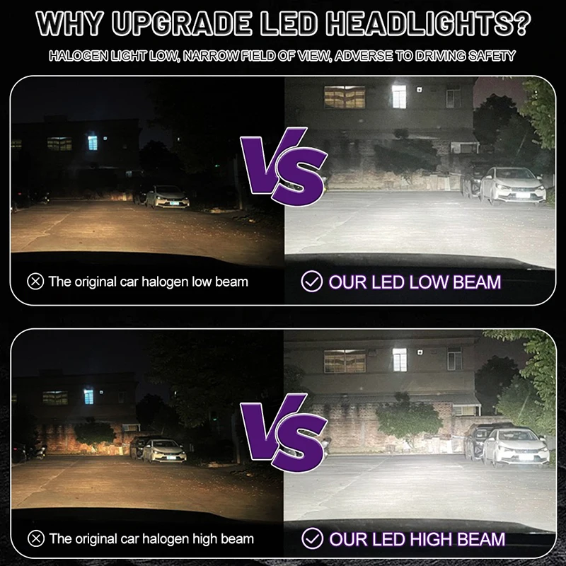 LED 캔버스 자동차 헤드라이트 전구, CSP 안개등, 1300W, 1000000LM, H7, H4, H9, H11, HB3, 9005, HB4, 9006, H1, 9012, Hir2, 6000K, 8054