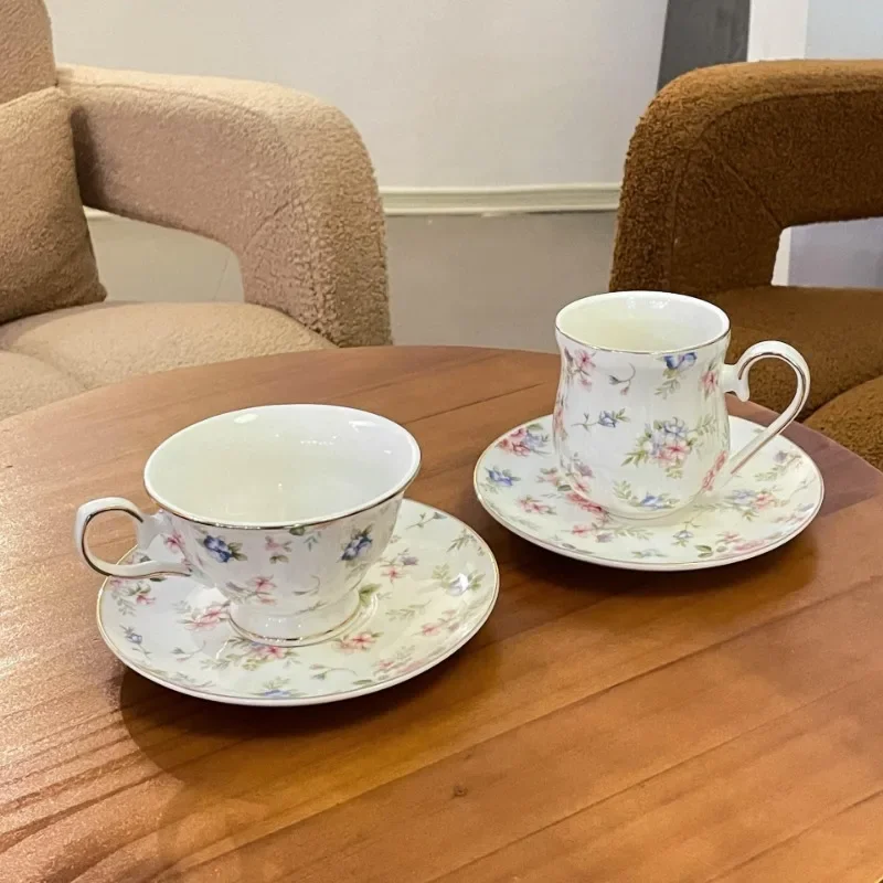 Vintage English Broken Flower Ceramic Coffee Cup Set