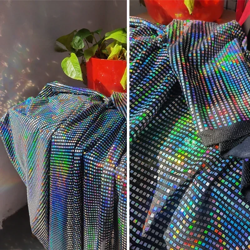 

Laser Sequin Fabric for Diy Sewing Dazzling Colors Designer Photography Background Decoration Fabrics Wholesale Per Meter