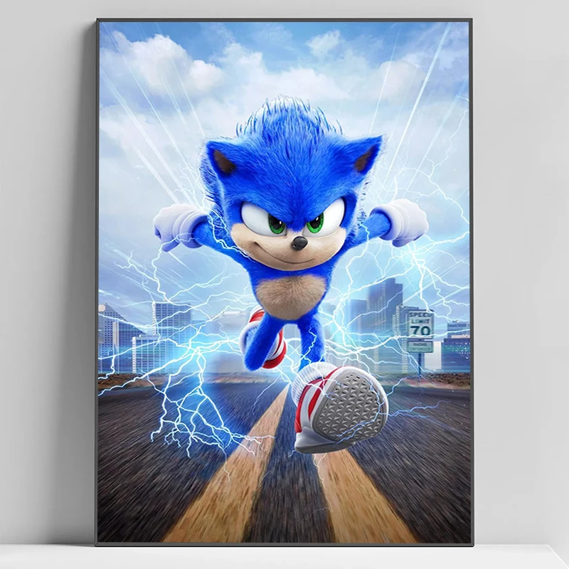 thumbnail image 1 of Póster de S-Sonic the H-Hedgehog, pinturas grandes, decoración moderna para sala de estar, decoración del hogar con envío gratuito, carteles para arte de pared, 1 of 5