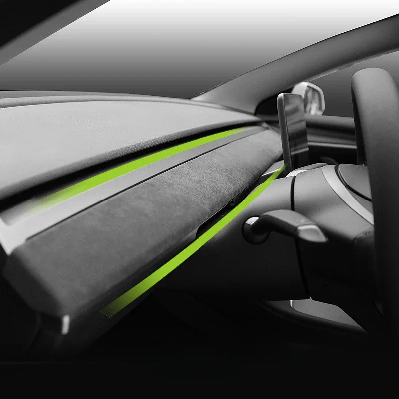 Car Interior Trim Italy Suede Wrap Dashboard Panel Trim Cover Sticker Protector Pad For Tesla Model Y Model 3