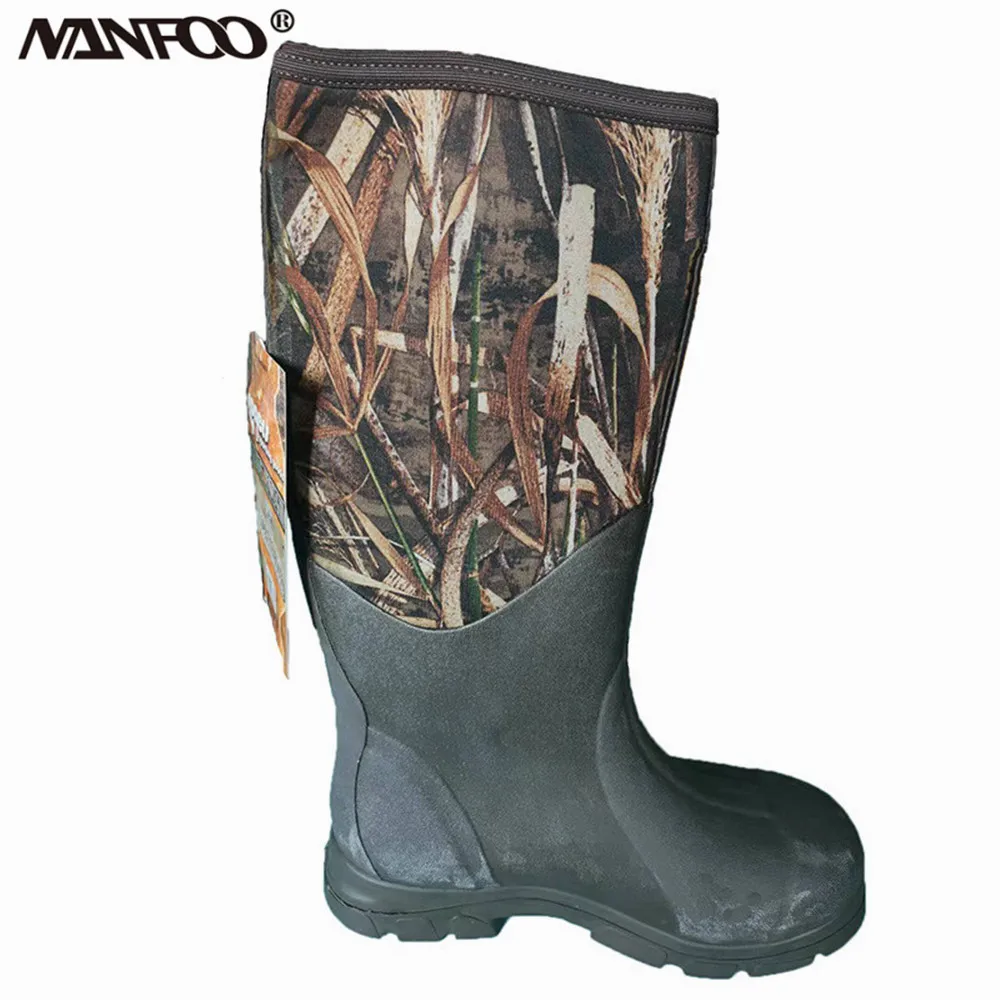 Chloroprene Rubber Camouflage Hunting Fishing Boots Waterproof Cold Resistant Water Wading Shoes Outdoor Labor Protection Shoes