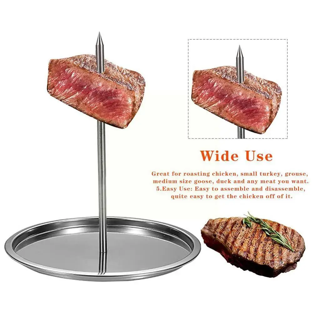 Steel Vertical Skewer Barbecue Spike Poultry Hanger Bbq Skewer Grilling Brazilian Spikes Spit Meat Rack Roasting Stand R9y5