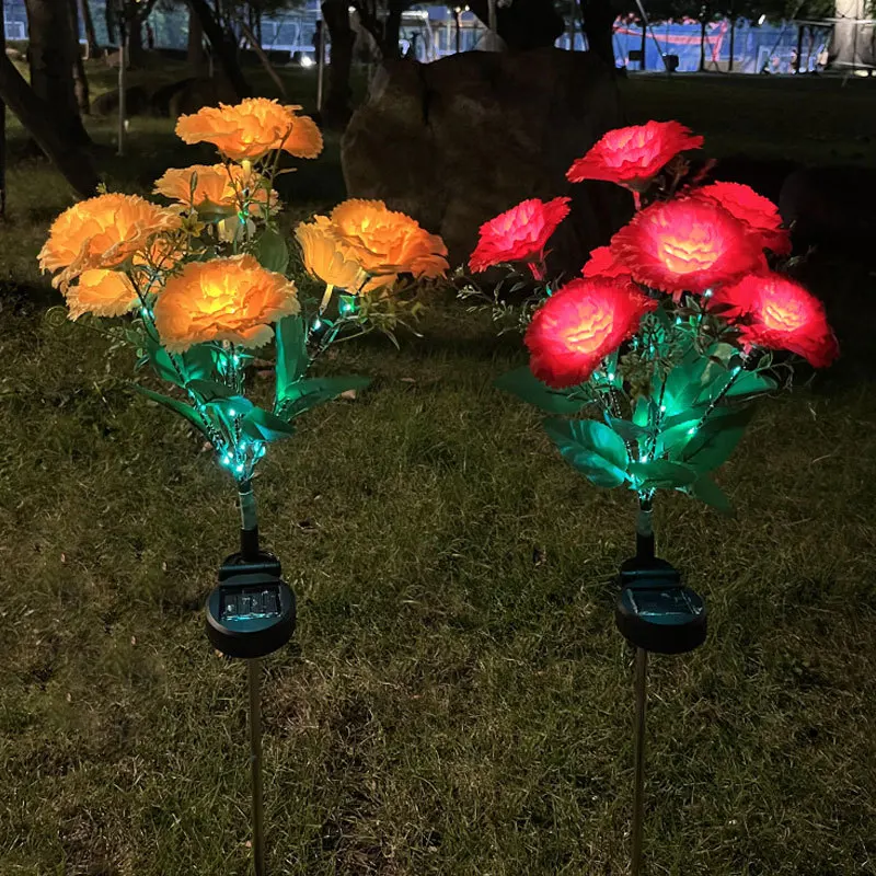 7 Heads Carnation Outdoor LED Solar Light Garden Flower Waterproof Decorative Solar Powered Yard Lawn Pathway Wedding