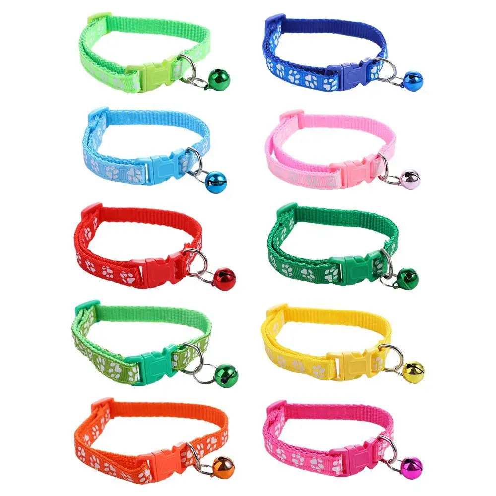 Cute Lovely With Bell Cat Paw Print For Puppy Kitten Cat Necklace Pet Supplies Grooming Accessories Pet Collar