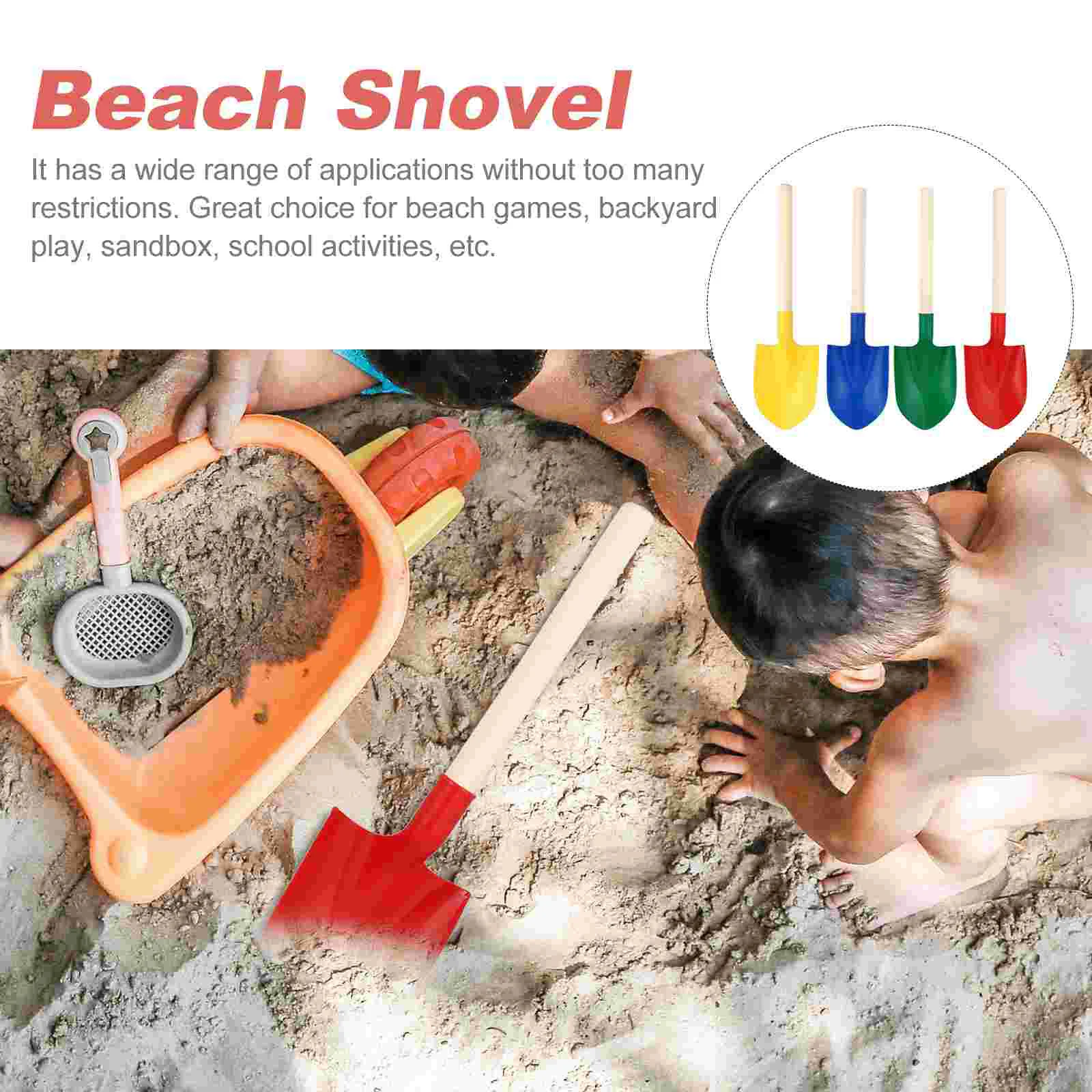 4 Pcs Playing with Sand Toy Child Beach Toys Outdoor for Kids Plastic Wooden Shovels 5