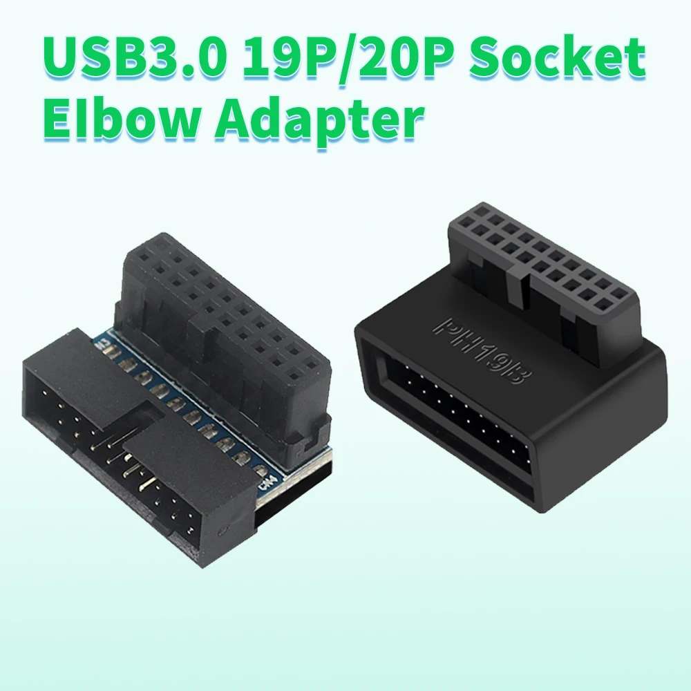 

PH19A USB 3.0 19/20pin штекер-гнездо удлинитель угловой 90-градусный конвертер для разъема материнской платы PH19B