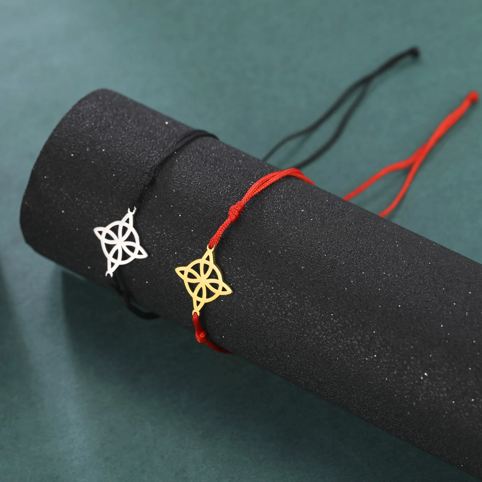 Bracciale in acciaio inossidabile con nodo strega Wicca per