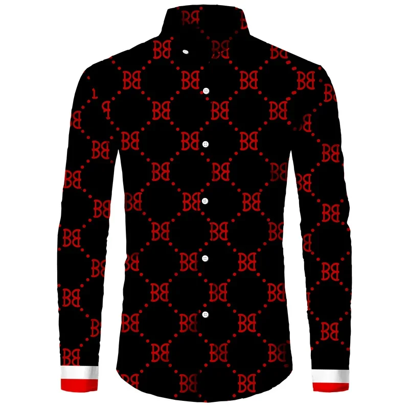 thumbnail image 1 of Camisas de moda para hombre, divertidas camisetas con estampado de letras, solapa con botones, cárdigan informal de manga corta y larga, ropa de calle de hip hop, camisa, 1 of 5