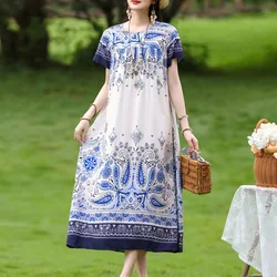 Vintage - Inspired Sleeveless Cotton Summer Dress - Women's Casual Loose Fit Beachwear - XXL (Color 23)