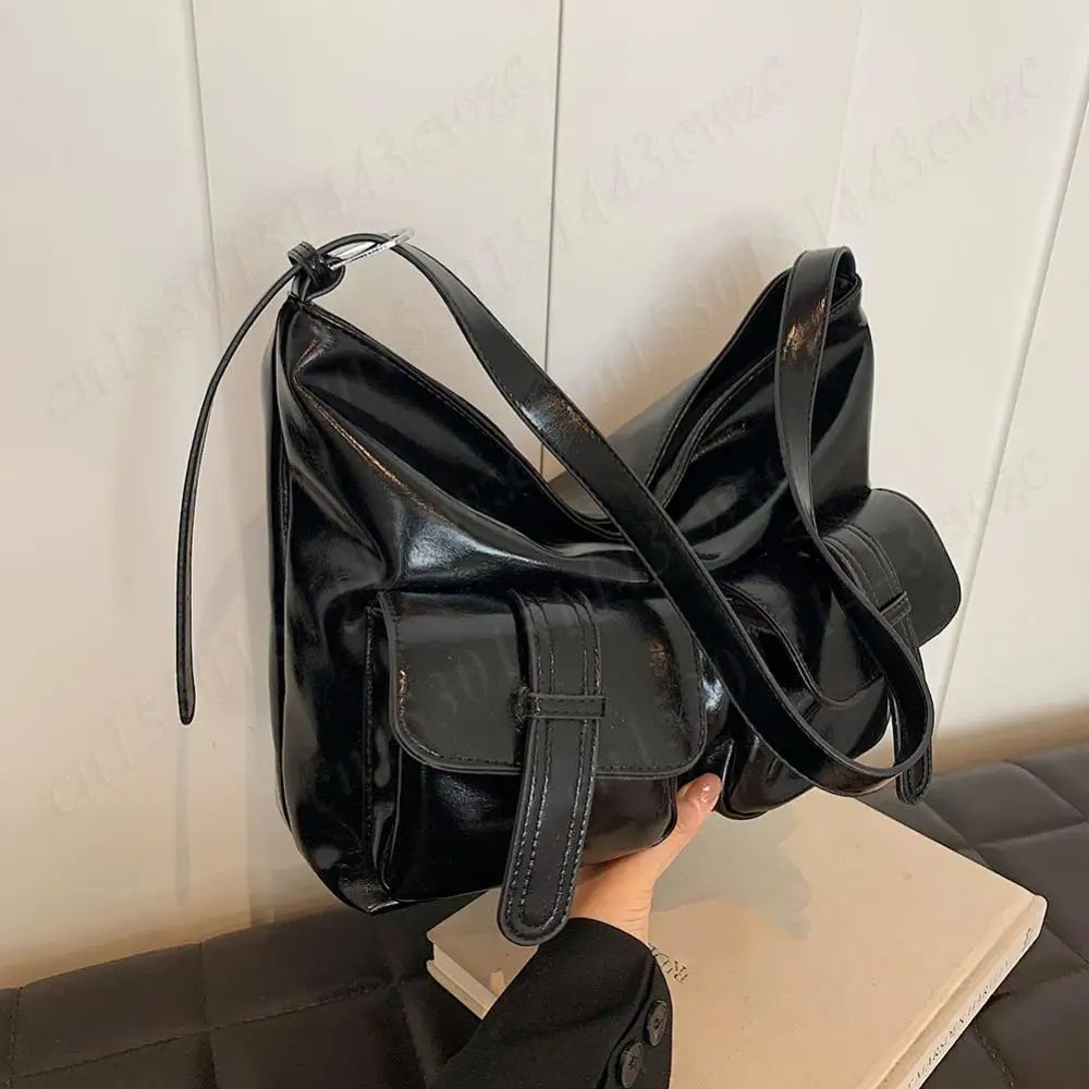 Stylsih Tote Bag per donna borsa a tracolla in pelle PU borse a tracolla di grande capacità Tote Hobo Bag Messenger Bag donna Shopper Bag - immagine 2