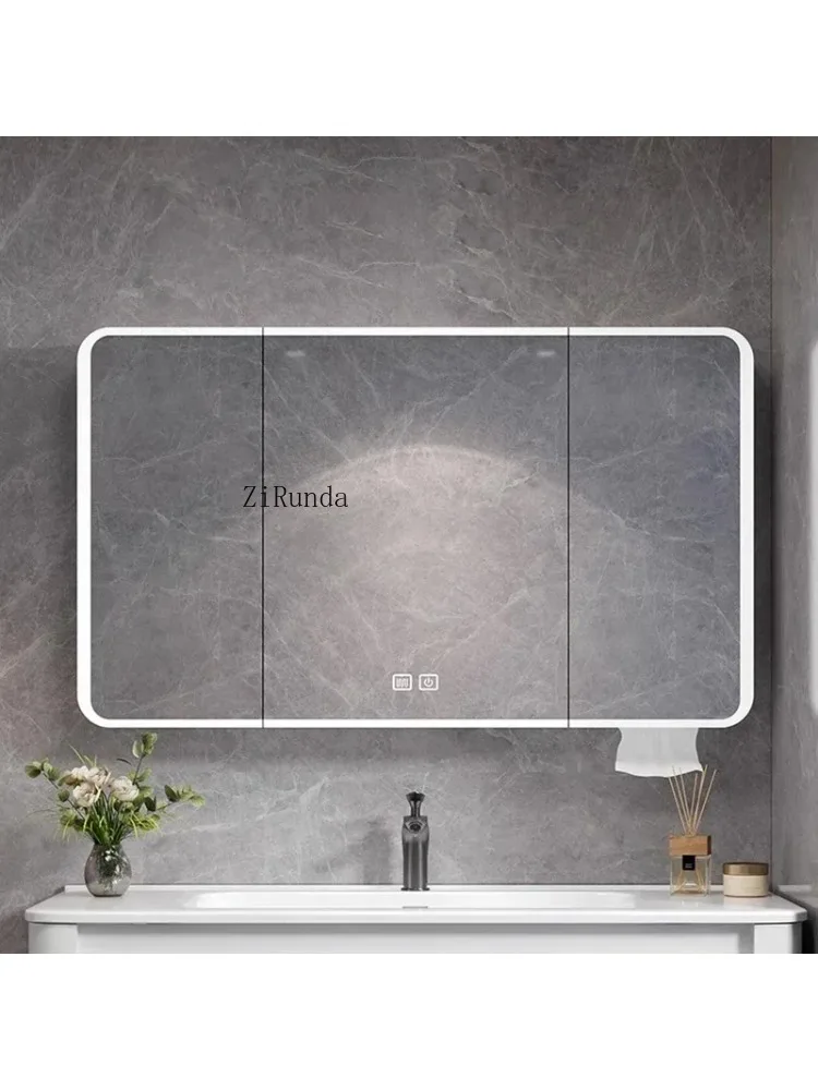 Smart Bathroom Mirror Cabinet Wall-mounted Arc-shaped Storage Cabinet Simple Bathroom Furniture Armario