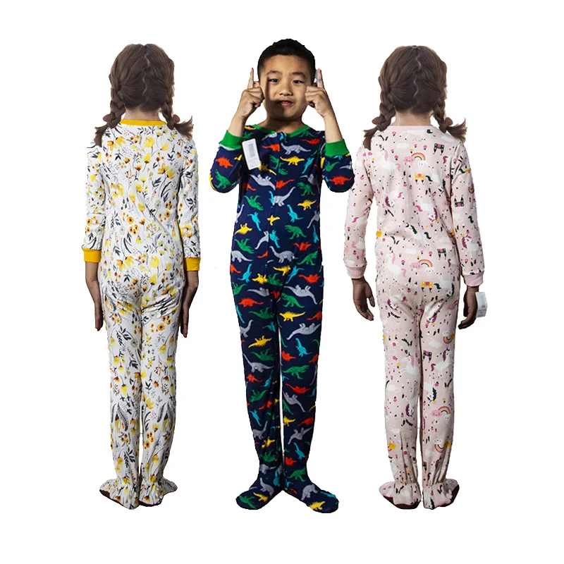 Boys and girls one-piece homewear, children's cotton one-piece, children's four seasons one-piece pajamas