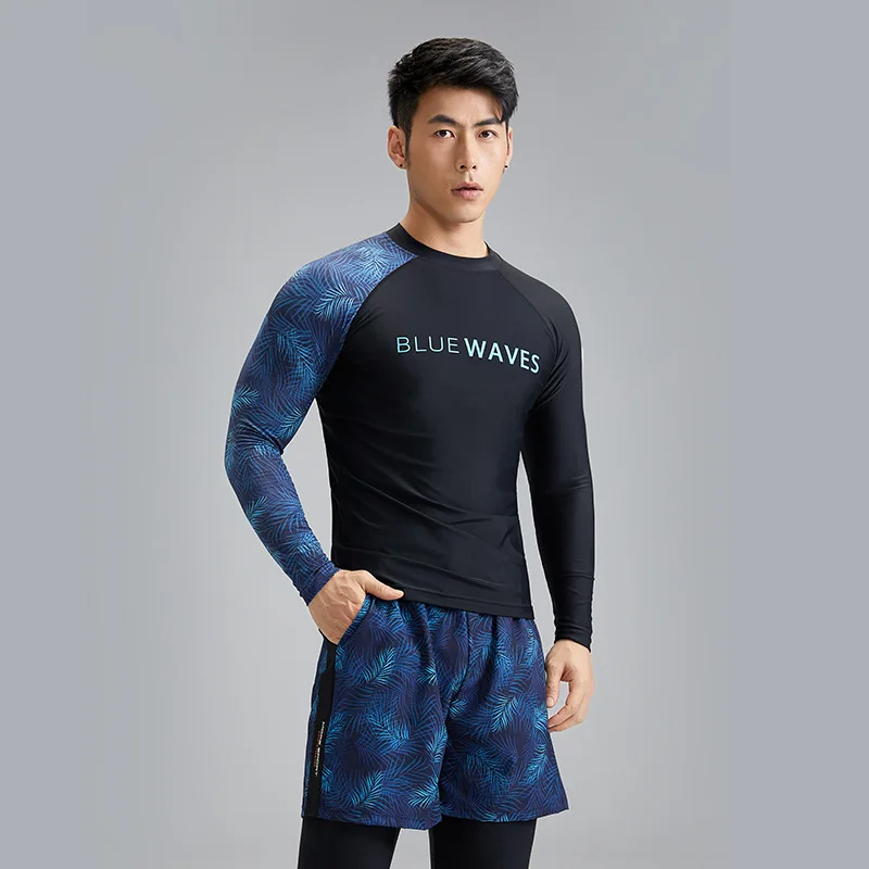 Men Rash Guard Long Sleeve Swimming T shirt Beach UV Protection Swimwear Quick dry Surfing Diving