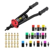BT-607 Hand Threaded Rivet Nuts Tool Riveter with 110pcs Rivet Nuts M3 M4 M5 M6 M8 M10 M12 1/4 10-24 5/16 3/8 Rivnut Rivet Tool 2