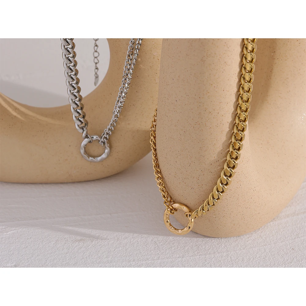 Yhpup Gold Color Chain Statement Necklace for Women Stainless Steel Metal Charm Simple Jewelry Bijoux Acier Inoxidable Femme women jewelry
