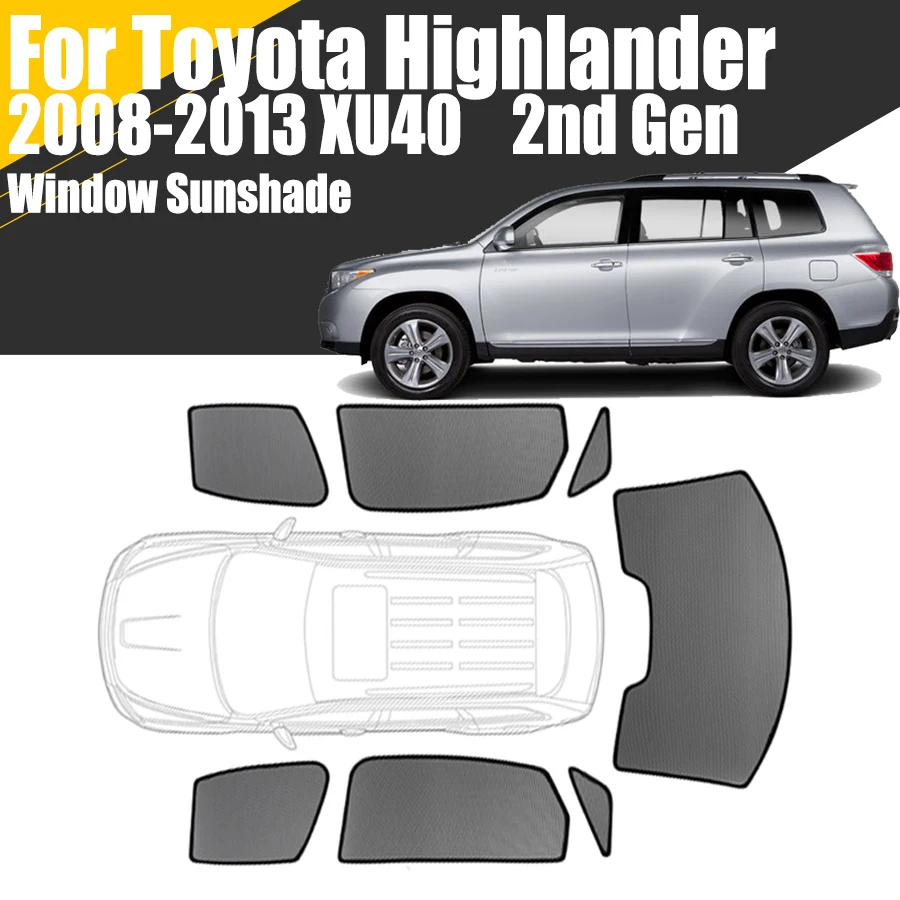 

Custom Magnetic Car Window Sunshade For Toyota Highlander XU40 2008-2013 2nd Gen SUV Curtain Mesh Front Windshield Frame Curtain