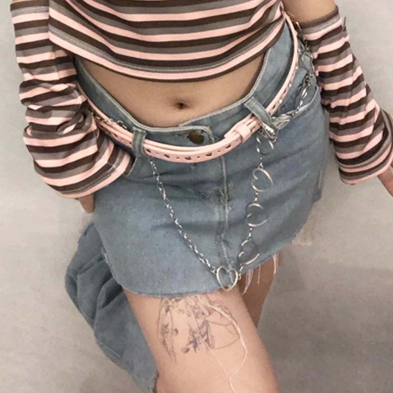 Kawaii Pink Y2k Belt Women Jeans Buckle Adjustable Multicolor Cute Heart  Studded Belt Korean Fashion Y2k Accessories - AliExpress