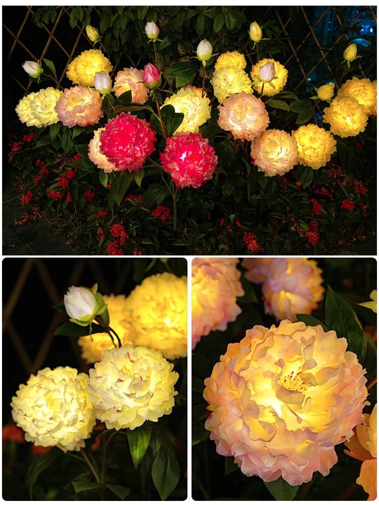 

Solar Peony Flower Lamp Outdoor Lamp Garden Lamp Garden Lamp Villa Landscape Lamp Yard Decoration Ground Plugged Light Wa