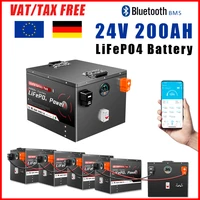 Batterie LiFePO4 24V 200Ah avec BMS Bluetooth 25.6V 5KW, surveillance mobile, cycle profond, pour stockage solaire domestique, camping-car, bateau, onduleurs, PV 1