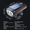 Bicycle Horn Light USB Rechargeable Mountain Road Bike Front Lamp Power Solar Charing Cycling Headlight with Horn 120dB 3