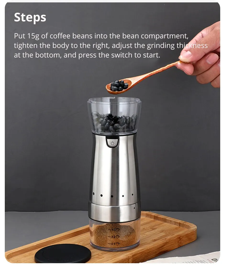 Description Picture 4 of itemNew Upgrade Portable Electric Coffee Grinder TYPE-C USB Charge Profession Ceramics Grinding Core Coffee Beans Grinder